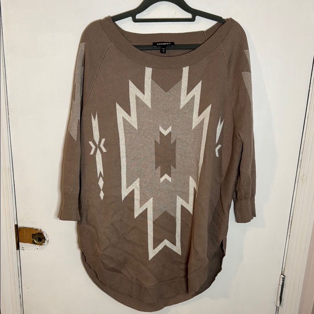 Brown Geometric Pattern Express Sweater - image 1